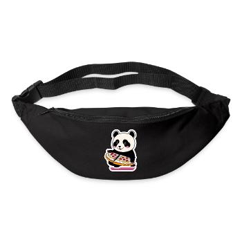 Un mignon panda mange un autocollant de pizza - Sac banane - noir - Devant