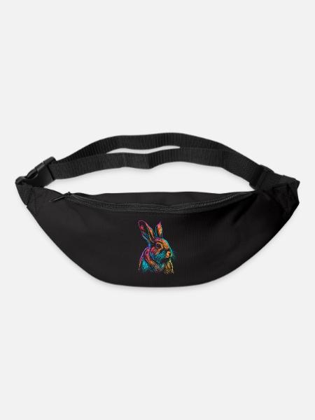 Aquarelle de lapin de Pâques mignonne - Sac banane - noir