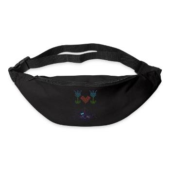 Cute spider embroidering flowers - Bum bag - black - Front