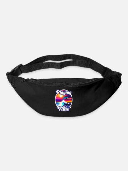 Delphin und Welle - Gürteltasche - Schwarz