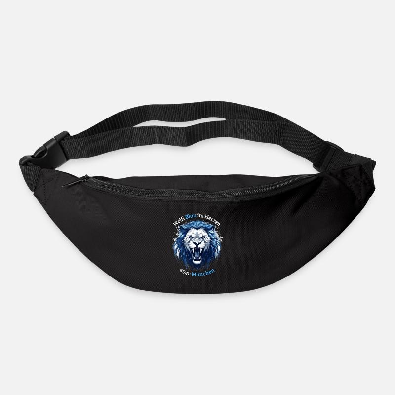 Weiß Blau im Herzen 60ger Löwe - Gürteltasche - Schwarz