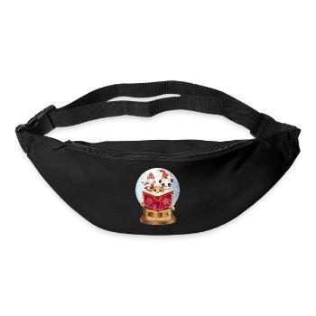 Tiere lesen in einer Schneekugel zu Weihnachten - Gürteltasche - Schwarz - Vorne