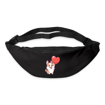 Corgi Dog Kawaii Cartoon Pet jouant avec des ballons - Sac banane - noir - Devant