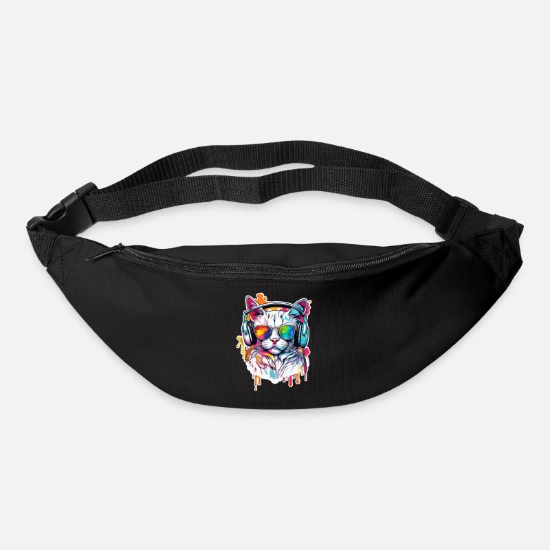 Kopfhörer / Audio / Musik / Tier / Katze / cool - Gürteltasche - Schwarz