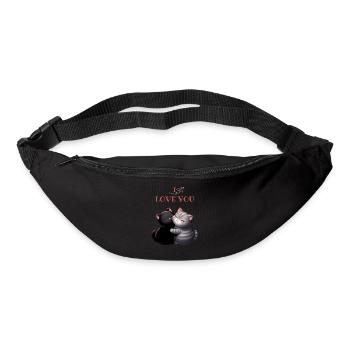 2 schwarze und graue Katzen Ich liebe dich - Gürteltasche - Schwarz - Vorne