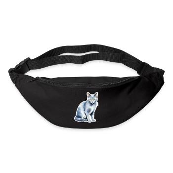 Chat bleu russe Aquarelle - Sac banane - noir - Devant