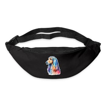 Lévrier afghan aquarelle - Sac banane - noir - Devant