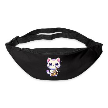 Adorable chat avec graphique de saxophone - Sac banane - noir - Devant