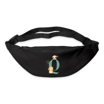 Lettre q vert animaux jungle - Sac banane - noir - Devant