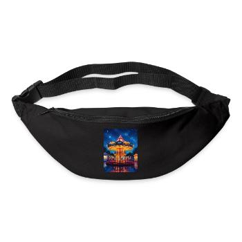 Night carousel in the glow of lights - Bum bag - black - Front