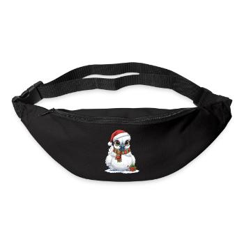 Poulet de soie drôle - Chapeau de Père Noël et... - Sac banane - noir - Devant
