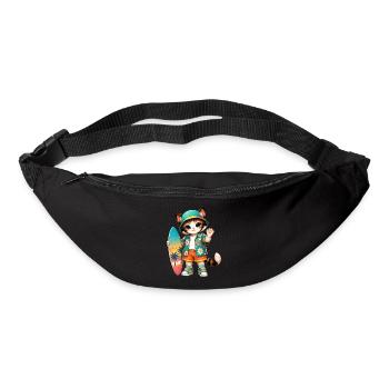 Kawaii tropische Surferkatze - Gürteltasche - Schwarz - Vorne