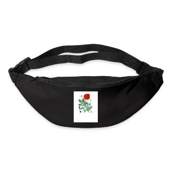 Pavot rouge dans une illustration botanique - Sac banane - noir - Devant