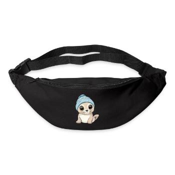 Robbe Süß Niedlich Baby Kinder Tier Cartoon - Gürteltasche - Schwarz - Vorne
