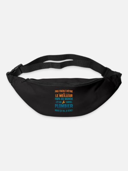 Super Papa Plombier idée cadeau fête des pères - Sac banane - noir