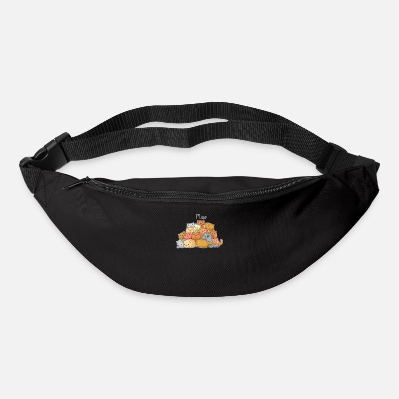 Tas de chats mignons dans un style kawaii - kawaii - Sac banane - noir