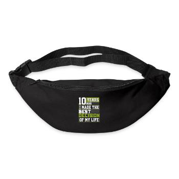 Cadeau 10e anniversaire il y a 10 ans, j'ai fait le meilleur - Sac banane - noir - Devant