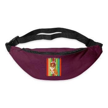 Retro Weihnachtsgeschenke für Familie und Freunde. Hund - Gürteltasche - Burgunderrot - Vorne
