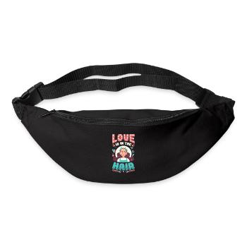 L’amour est dans les cheveux, barbier, coiffeur. - Sac banane - noir - Devant
