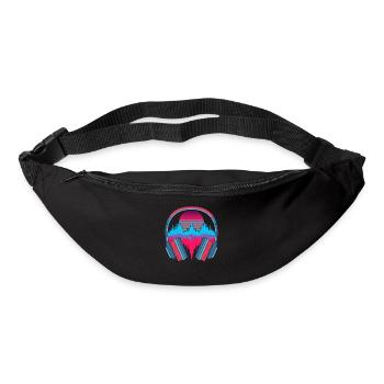 Musik Geschenk Kopfhörer 90er Synthwave Soundwave - Gürteltasche - Schwarz - Vorne
