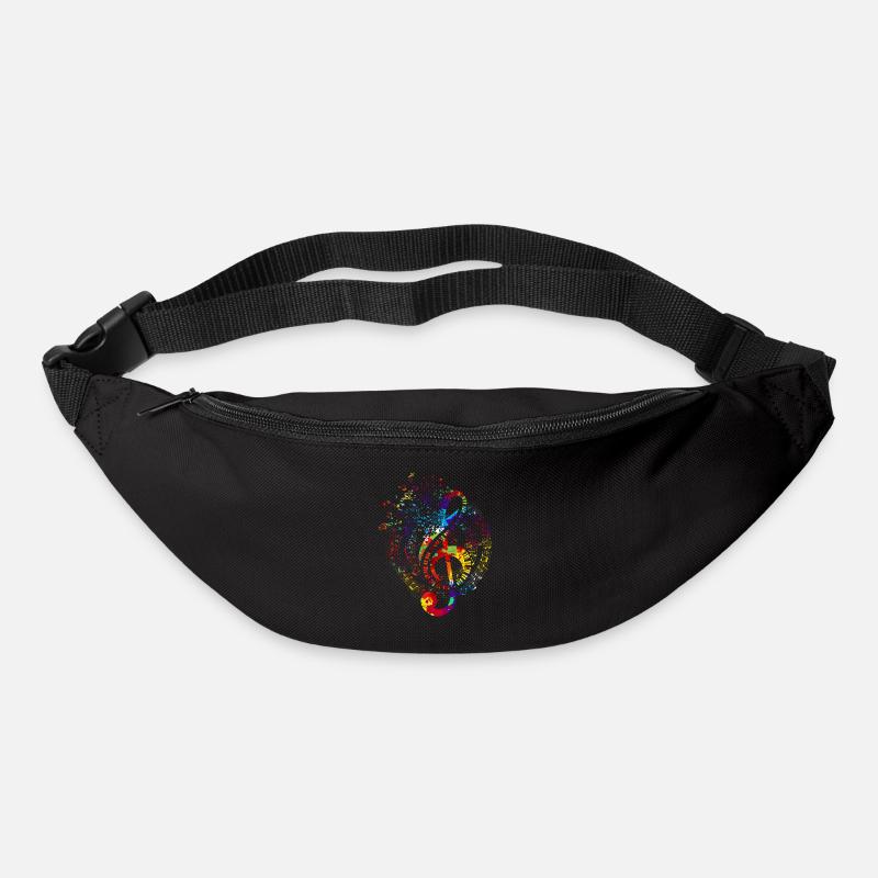 Notes de musique Cadeau de musique Clé colorée - Sac banane - noir