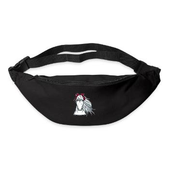Cheval blanc avec chevaux bandana - Sac banane - noir - Devant