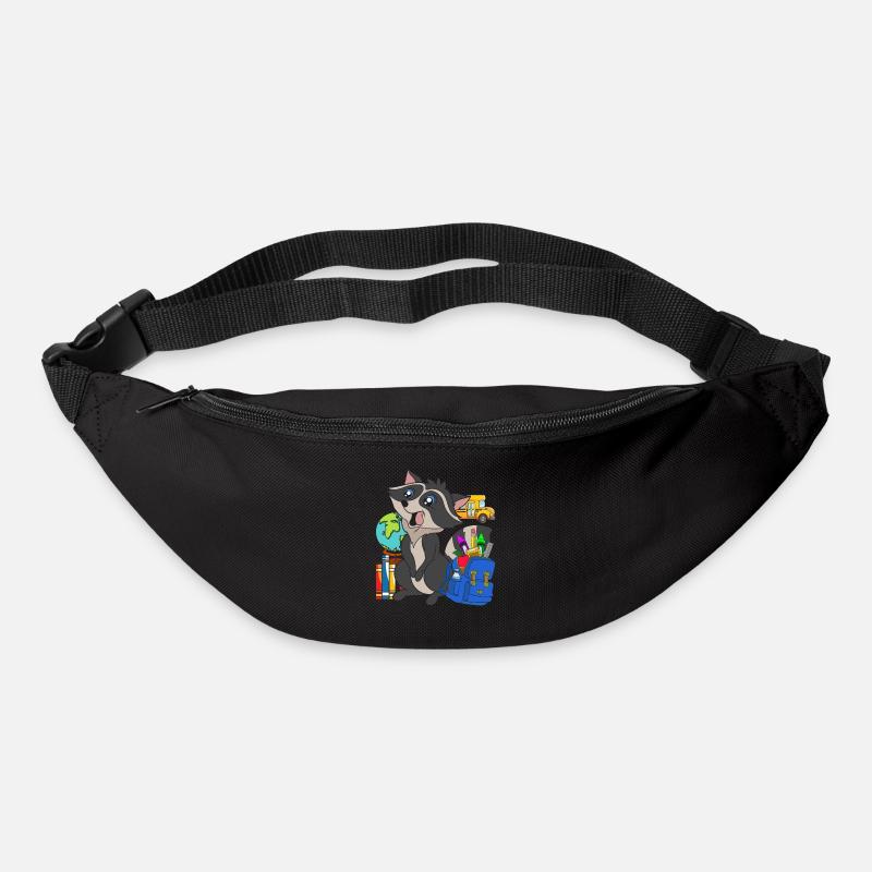 Schule Tiermotiv Geschenk Schulanfänger Waschbär - Gürteltasche - Schwarz