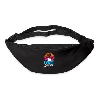 Level 14 Unlocked 14th Birthday Gamer 80s retro - Bum bag - black - Front