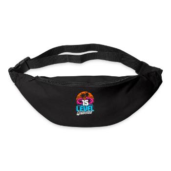 Level 15 Unlocked 15th Birthday Gamer 80s retro - Bum bag - black - Front