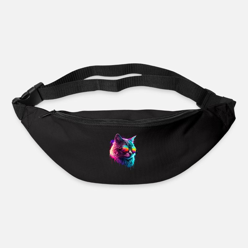 Cat Vaporwave Aesthetic Retro - Gürteltasche - Schwarz
