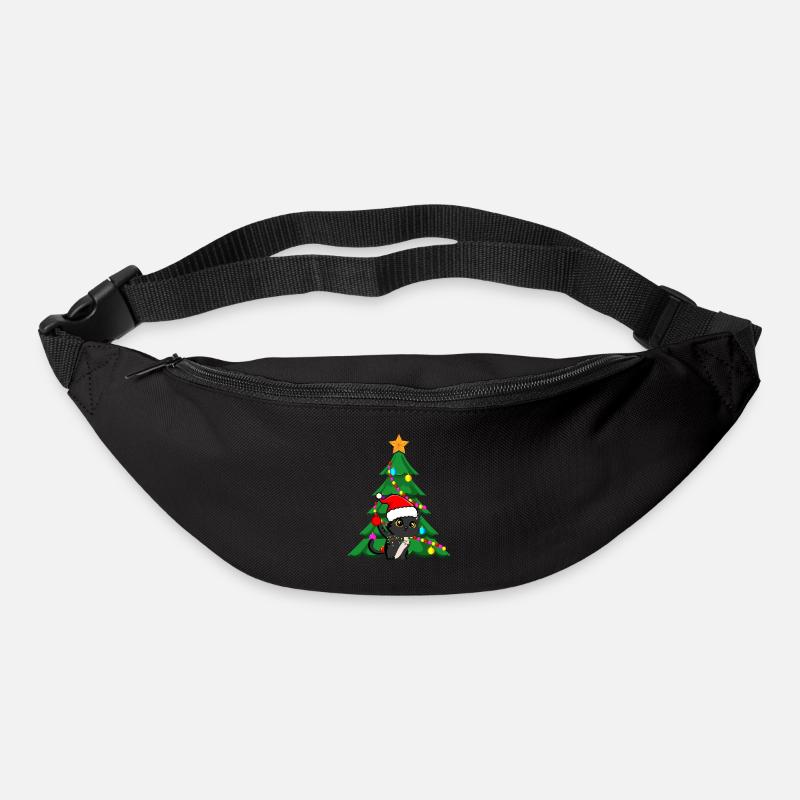 Christmas Xmas black cat - Bum bag - black