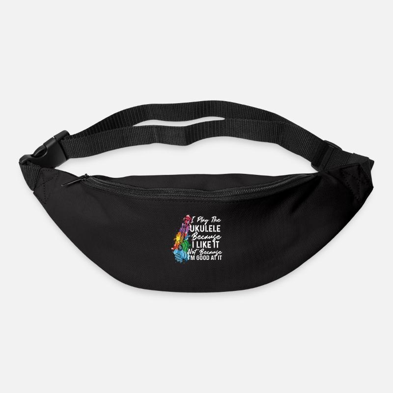 Je joue du ukulélé parce que je l'aime Ukulele Playe - Sac banane - noir