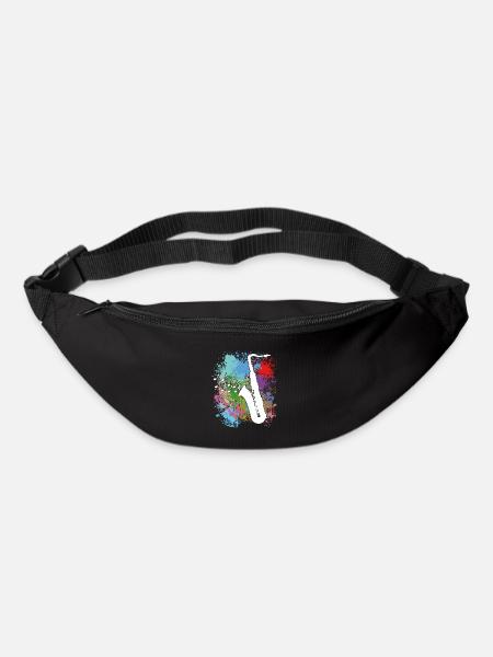 Saxophone sur les taches de peinture - Sac banane - noir