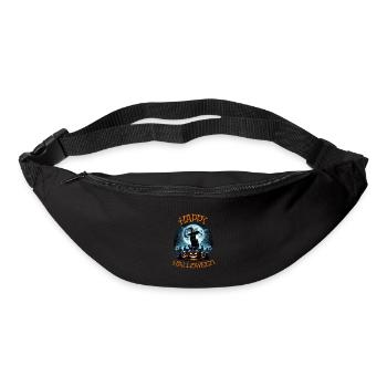 Chat effrayé, pas de friandises, juste des tours d’Halloween - Sac banane - noir - Devant