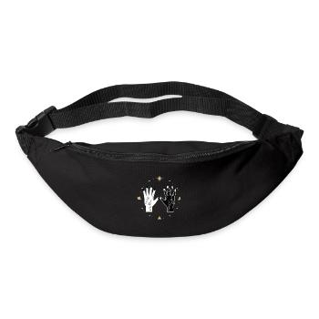 Univers Spirituel Tatouage Mains Lune Étoiles - Sac banane - noir - Devant