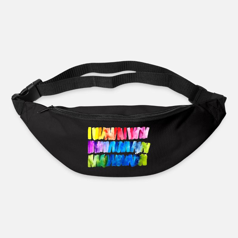 Aquarell Regenbogen Flagge Banner - Gürteltasche - Schwarz