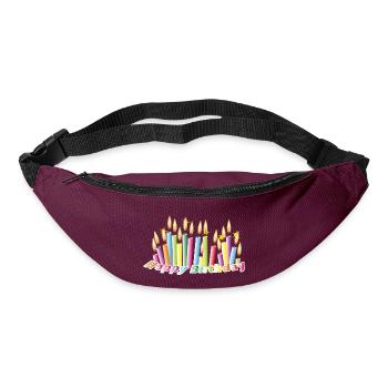 Regenbogen Geburtstags Kerzen mit Happy Birthday - Gürteltasche - Burgunderrot - Vorne