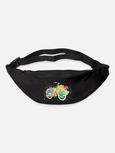 Fahrrad bunte Wasserfarben im Frühling und Sommer - Gürteltasche - Schwarz
