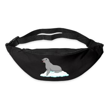 Robbe lachender Seehund See Hund Eisscholle Polar - Gürteltasche - Schwarz - Vorne