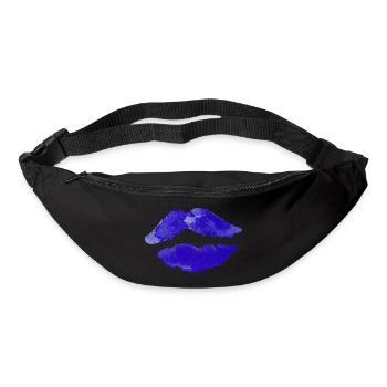 Bouche Lèvres Rose Baiser Bleu Idée Cadeau - Sac banane - noir - Devant