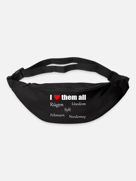 I love them all: deutsche Inseln - Gürteltasche - Schwarz