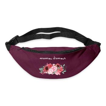 Mamou d’amour fleurs- idée cadeau mamie - Sac banane - bordeaux  - Devant