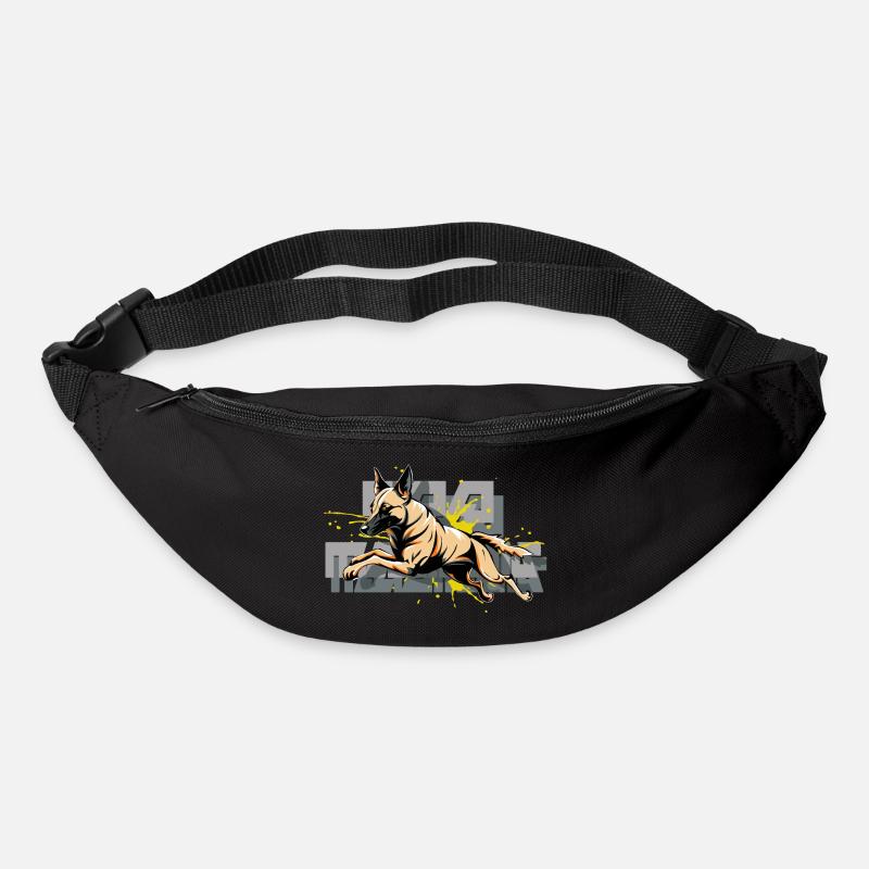 Malinois Hund Springen - Gürteltasche - Schwarz