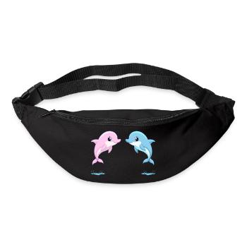 Zwei Baby-Zwillinge blauer und rosa Delfine, springend - Gürteltasche - Schwarz - Vorne