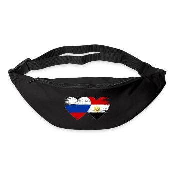 Russia Egypt Flag Hands Heart Shape Used - Bum bag - black - Front