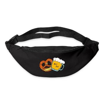 Fête de la bière Octoberfest. Tasse à bière et Brezel. - Sac banane - noir - Devant