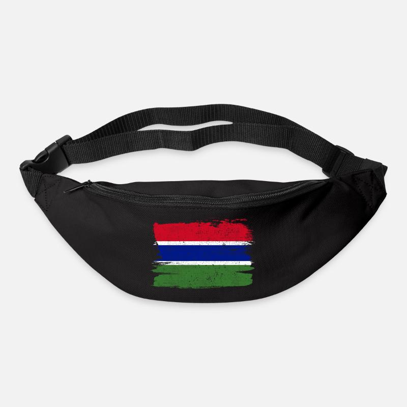 Drapeau de la Gambie Drapeau de la paix Vintage - Sac banane - noir