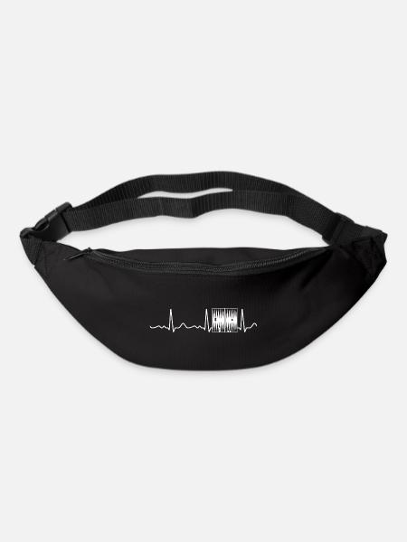 Backgammon - Herzschlag, Puls, Herzlinie, EKG - Gürteltasche - Schwarz