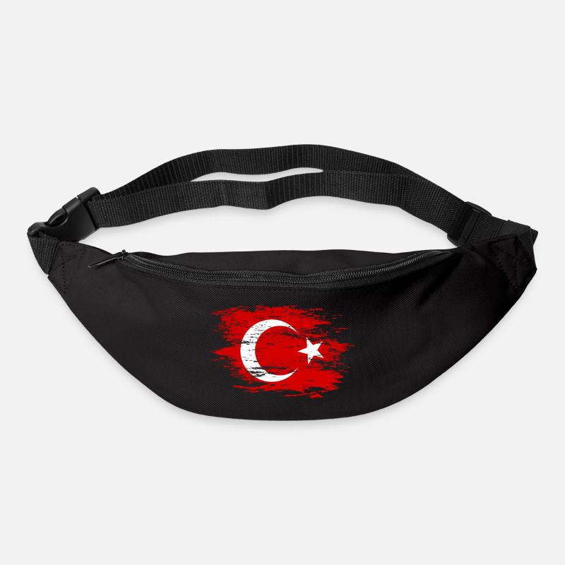 Drapeau de la Turquie utilisé - Sac banane - noir
