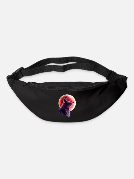 Wolf und Blutmond 2 - Gürteltasche - Schwarz